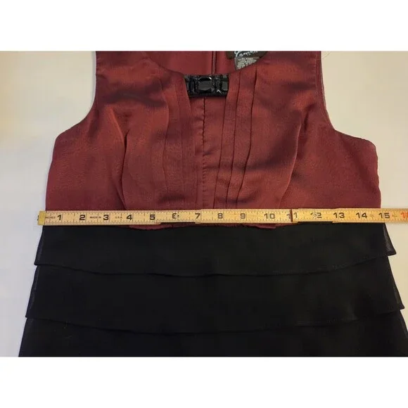 Camille La Vie Red Black Tiered Chiffon Dress Women’s 6P Sleeveless Cocktail - Picture 10 of 11